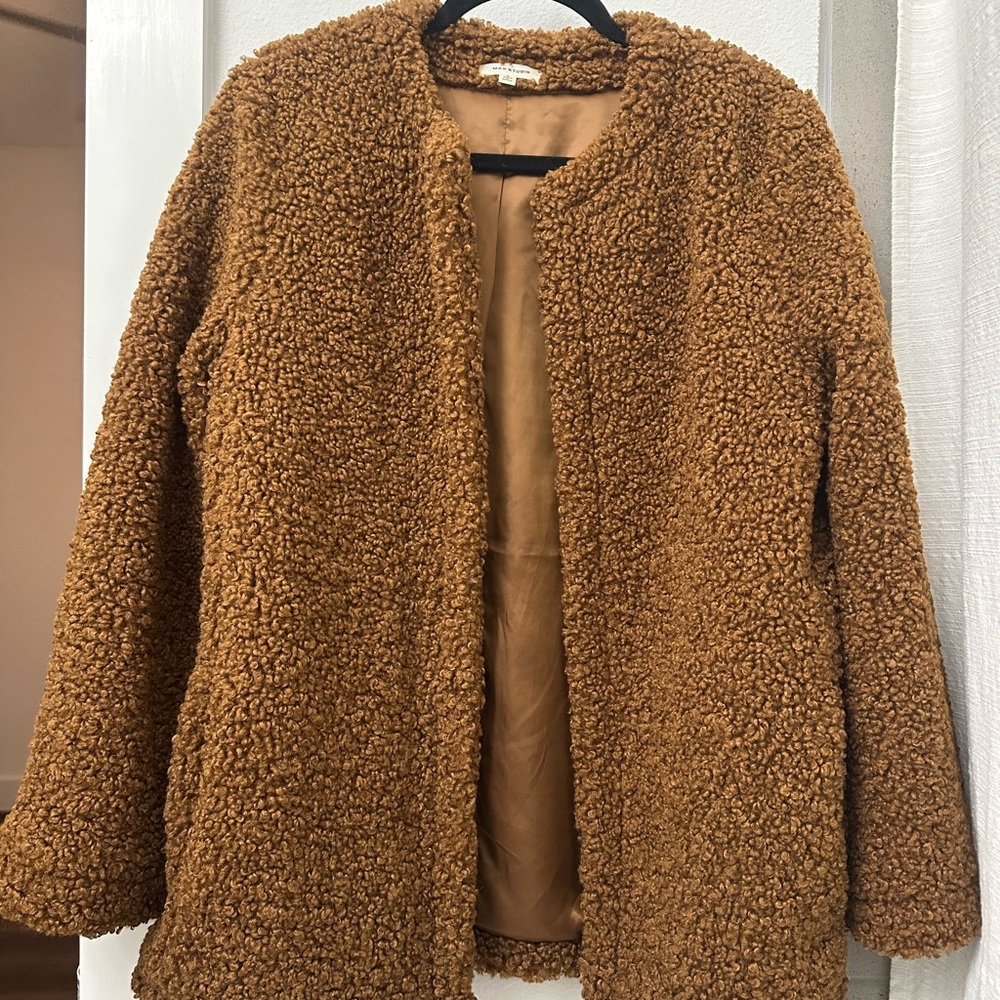Max Studio, Brown Teddy Plush Faux Fur Jacket, size S